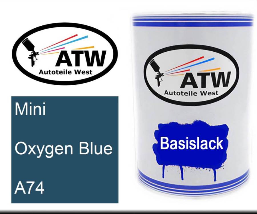 Mini, Oxygen Blue, A74: 500ml Lackdose, von ATW Autoteile West.